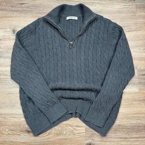 grey heavyweight old navy cable knit quarter zip sweater